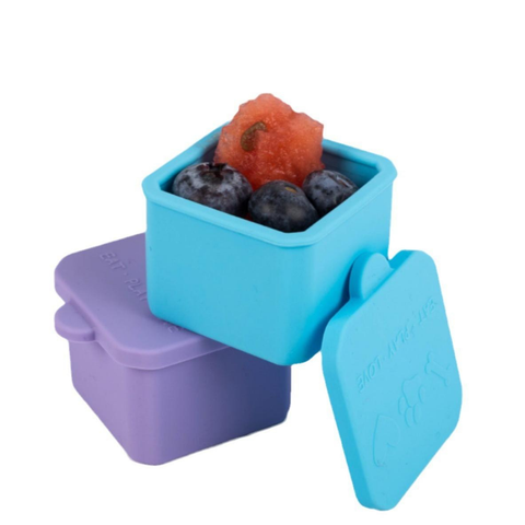 Silicone Container with Lid - Square (100ml): Blue