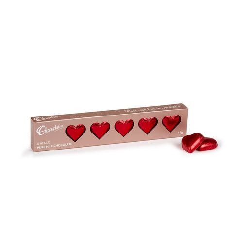 Chocolatier 6 Pack Hearts Red 45g