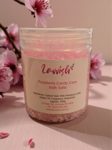 Raspberry Candy Cane Bath Salts