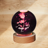 3D Rose Flower Crystal Ball Night Light