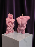Hand Poured Lovers Candle or Male torso| Patchouli, Musk & Sandalwood | Hot Pink Pillar 11cm x 7cm
