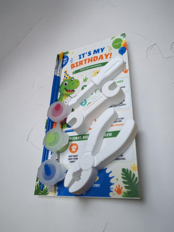 Kids Paint Your Own Tool Set | Birthday Party Favor Activity Kit | DIY Plaster Tool Painting Craft