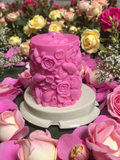 Hand Poured Rose Candle | Patchouli, Musk & Sandalwood | Hot Pink Pillar 11cm x 7cm