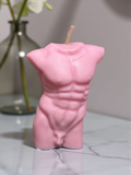 Hand Poured Lovers Candle or Male torso| Patchouli, Musk & Sandalwood | Hot Pink Pillar 11cm x 7cm