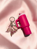Cute Mini Tumbler Keychain with Handmade Resin Glitter Butterfly & Tassel | Aesthetic Bag Charm, Keychain for Backpack, Water Bottle Accesso