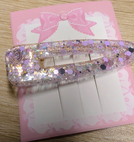Handmade Glitter Resin Hair Clip | Sparkly Gold Alligator Barrettes | Cute Kawaii Hair Accessories for Girls, Teens, & Women