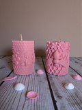 Hand Poured Bee Candle Candle | Patchouli, Musk & Sandalwood | Hot Pink Pillar