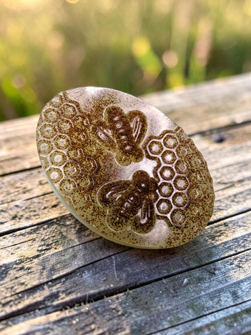 Exfoliating Honeysuckle Honey Soap Bar • Apricot Kernal Honeybee Soap • Handmade Bee Soap • Natural Glycerin • Bee Lover Gift