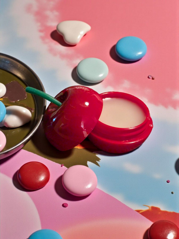 Handmade Lip Balm with Bubble Gum Flavor - Vitamin E & Almond Oil in Cherry Case