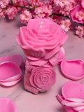 Hand Poured Rose Candle | Patchouli, Musk & Sandalwood | Hot Pink Pillar 11cm x 7cm
