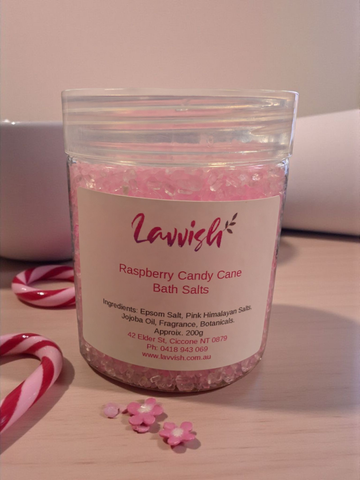 Raspberry Candy Cane Bath Salts