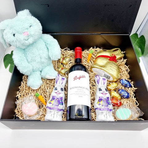 Easter Hamper Red wine with Plush Bunny