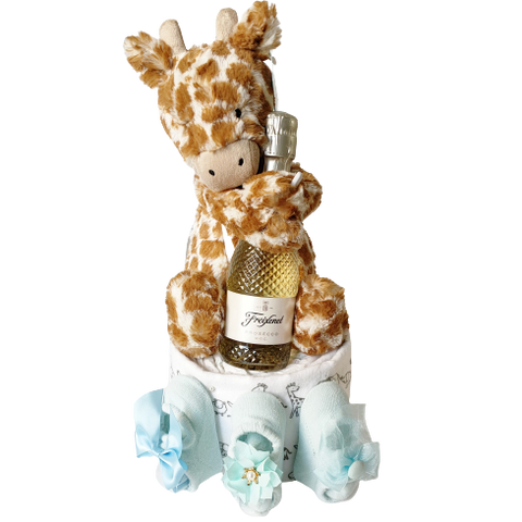 Giraffe Nappy Cake Blue